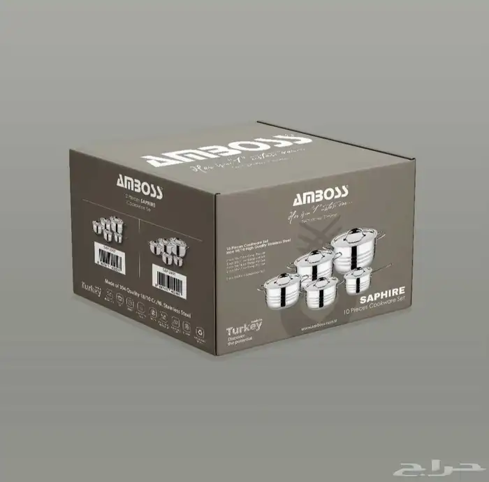 طقم قدور ستيل تركي اصلي 18  10 امبوس 1