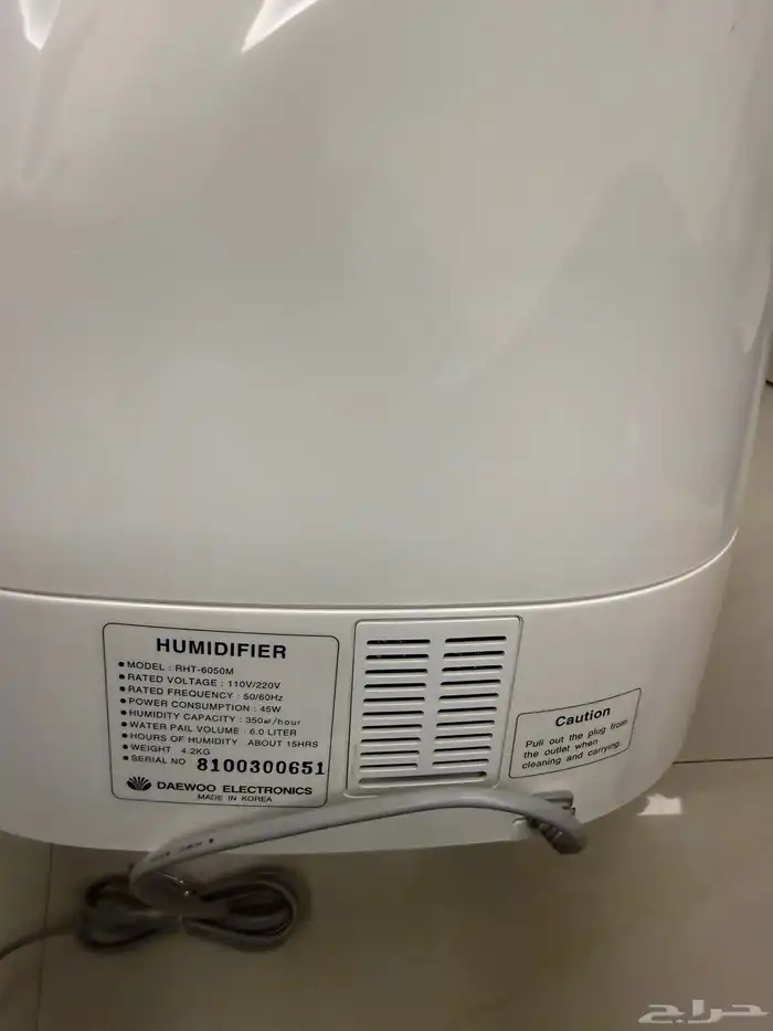 مرطب جوا humidifier ماركة DAEWOO دايو خزان 6 ليتر 4