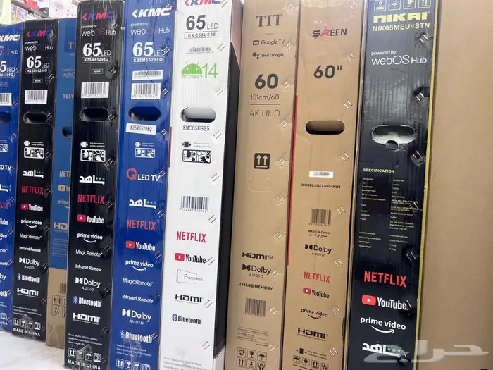 بيع شاشات تلفزيون سمارت 4k الرياض من32_100بوصه 0
