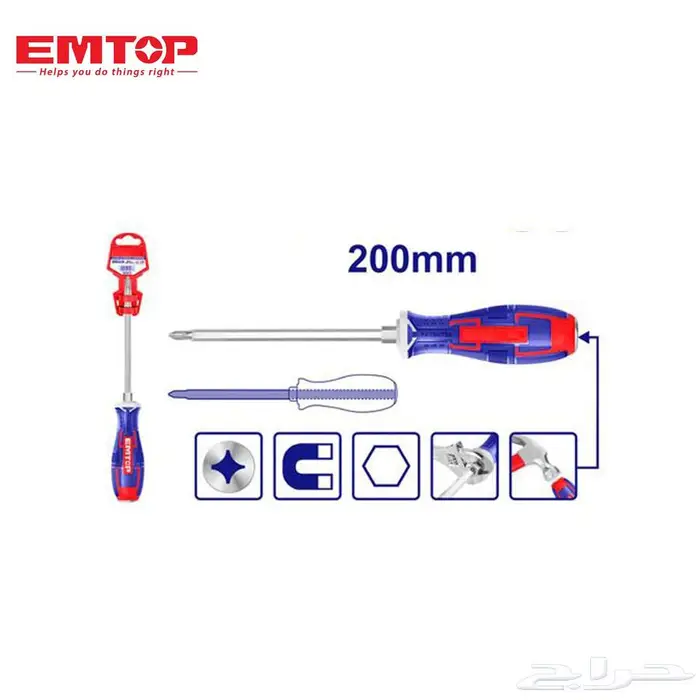 مفك براغي طرق مربع من EMTOP   طول 8 إنش 1