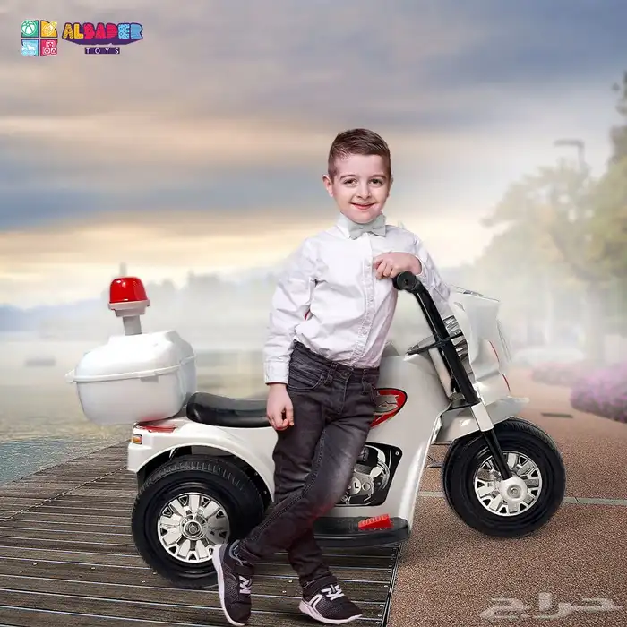 دبابا أطفال كهربائي بتصميم شرطة - دباب ركوب للأطفال بطارية 4