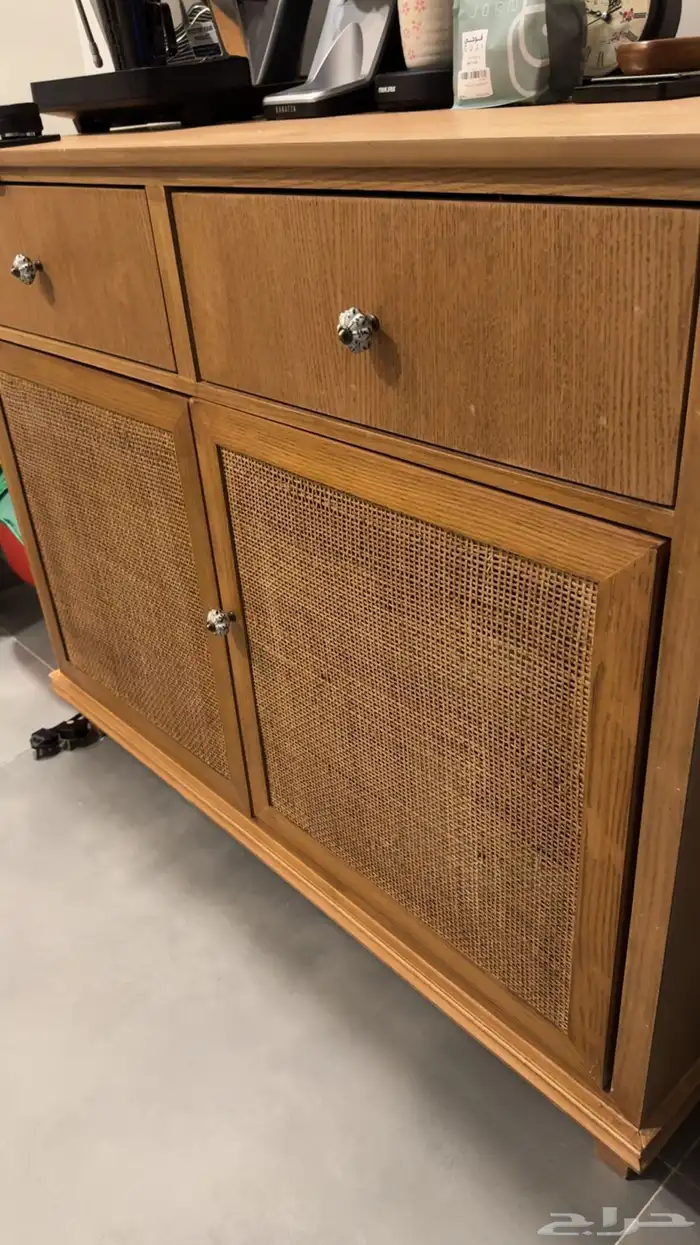 كورنر قهوه تفصيل نضيف جدا خشب سنديان وراتان 0