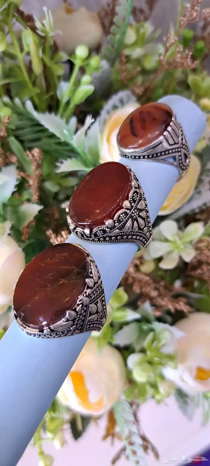 خواتم فضه عقيق يمني عيارالفضه925 3