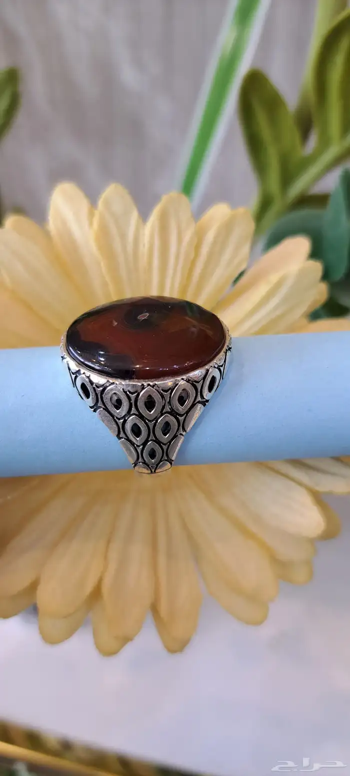 خواتم فضه عقيق يمني عيارالفضه925 9