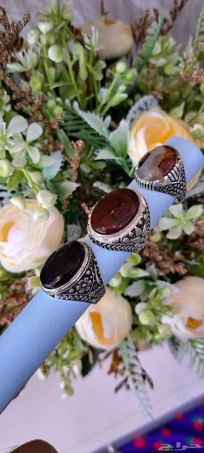 خواتم فضه عقيق يمني عيارالفضه925 5