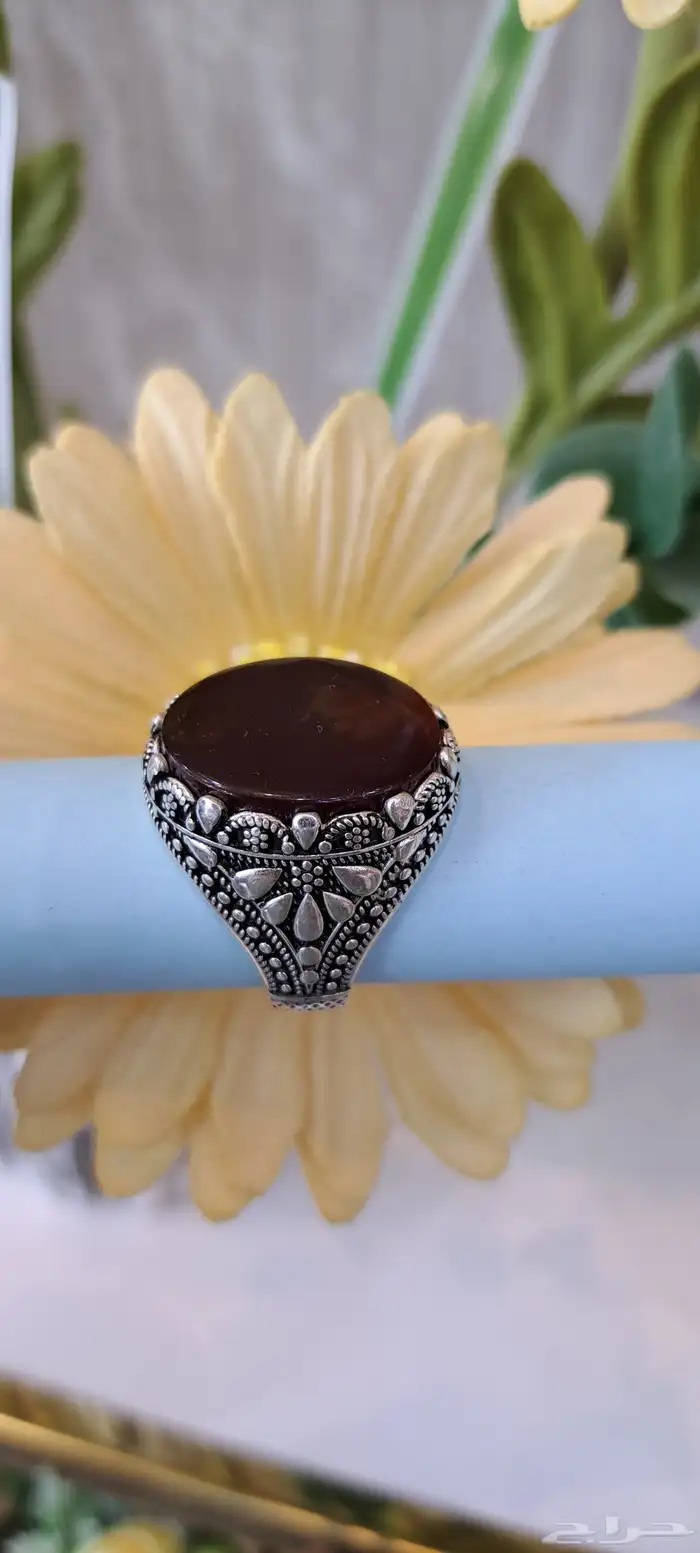 خواتم فضه عقيق يمني عيارالفضه925 7
