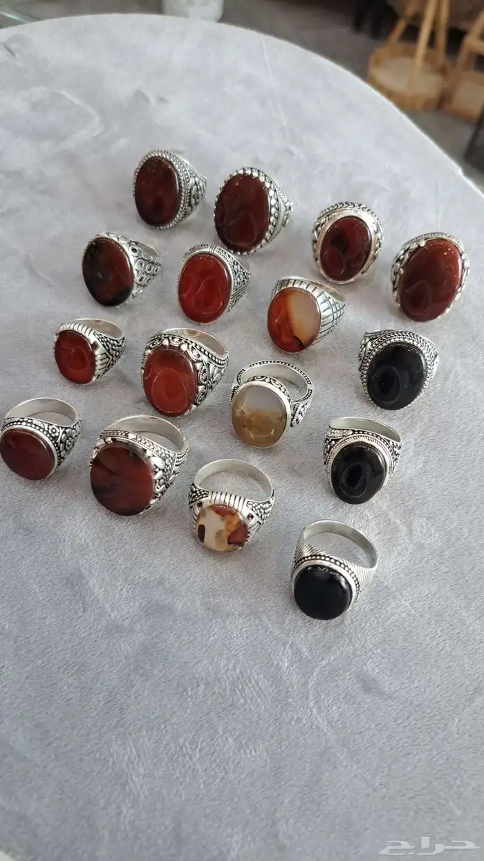 خواتم فضه عقيق يمني عيارالفضه925 2