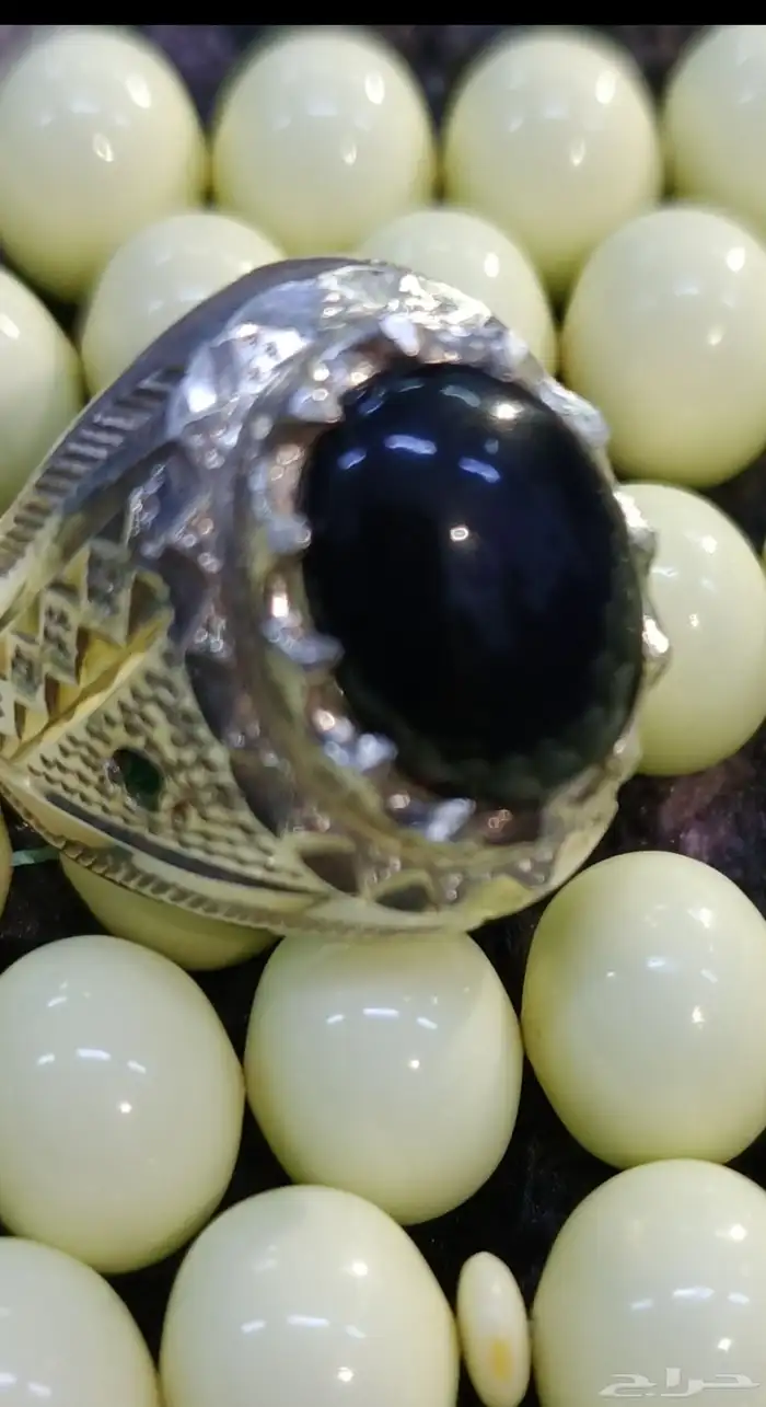 اوبال إثيوبي فل فاير لون مميز اسود داخل كحلي فضه ثقيل مرصع م 0