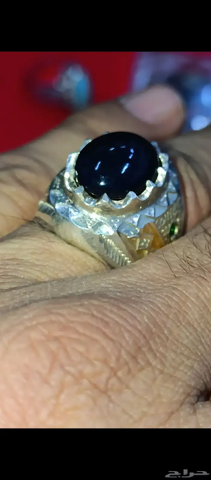 اوبال إثيوبي فل فاير لون مميز اسود داخل كحلي فضه ثقيل مرصع م 1