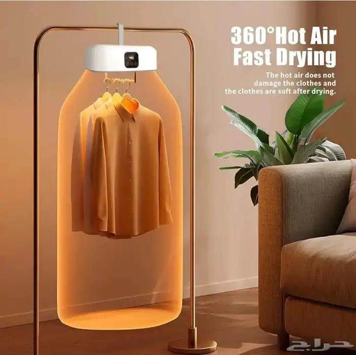 مجفف ملابس كهربائي بحجم صغير بريموت تحكم متنقل قابل للطي 3