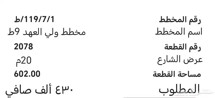 ارض للبيع بمخطط ولي العهد 9ط 1