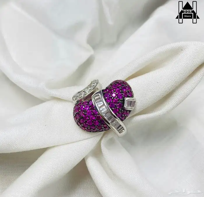 خواتم فضه نسائية فاخرة عيار 925 مرصعة بزركون وردي وابيض فاخر 3