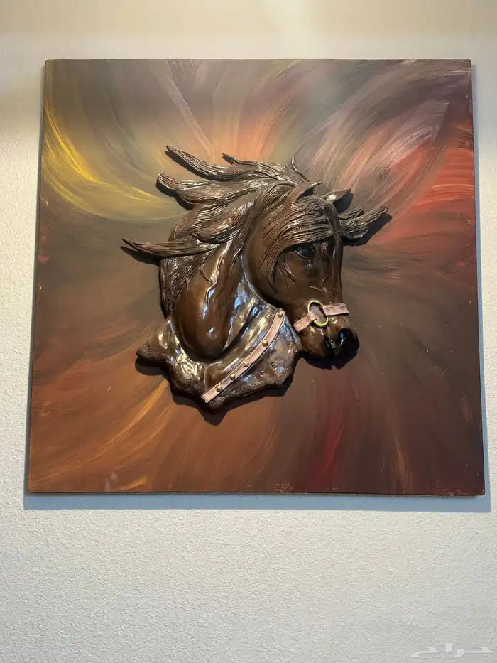 لوحة الوان مائيه وجبسيه حصان 1