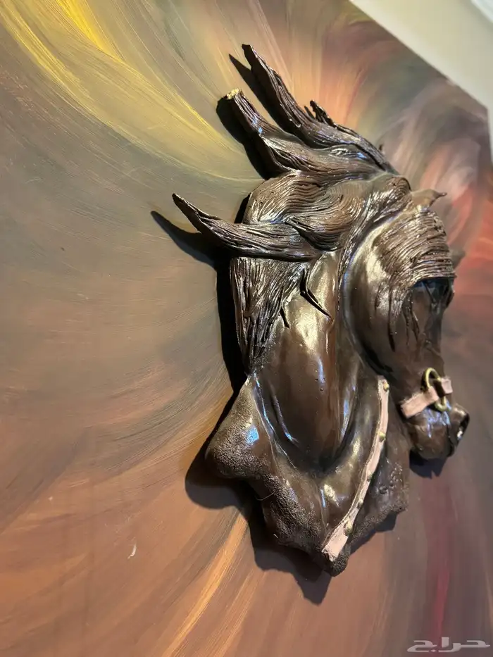 لوحة الوان مائيه وجبسيه حصان 6