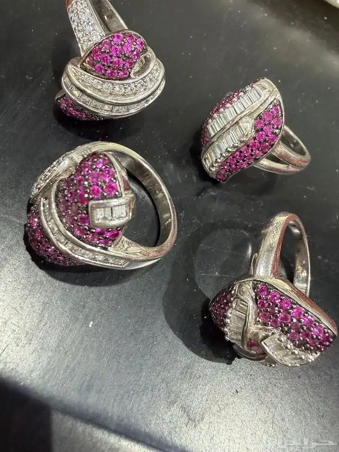 خواتم فضه نسائية فاخرة عيار 925 مرصعة بزركون وردي وابيض فاخر 14