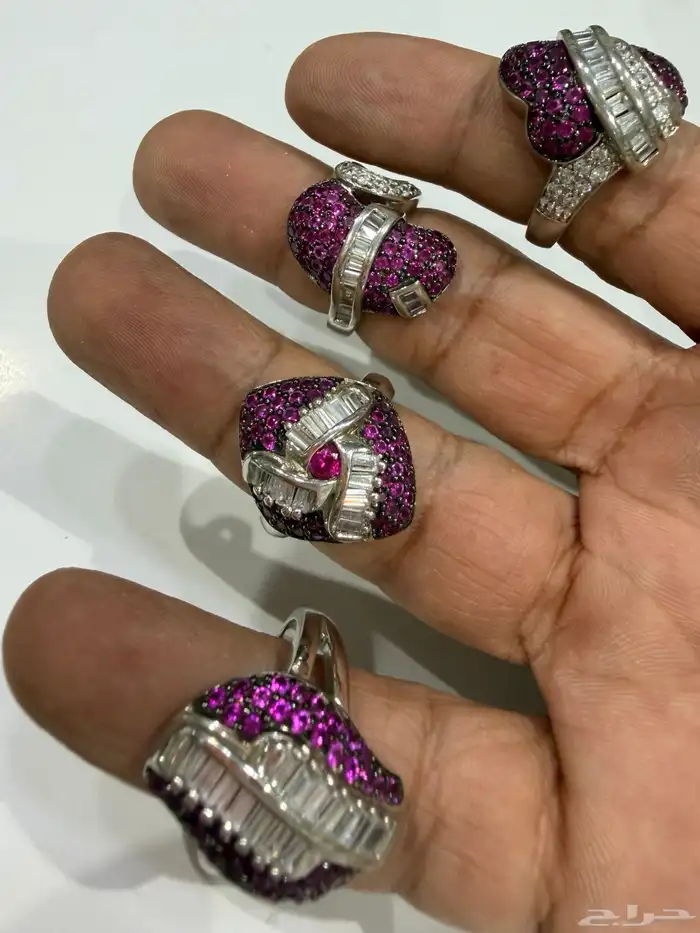 خواتم فضه نسائية فاخرة عيار 925 مرصعة بزركون وردي وابيض فاخر 9