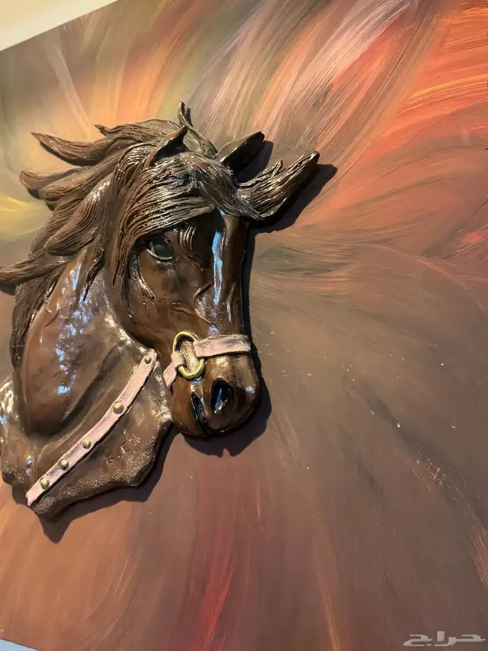 لوحة الوان مائيه وجبسيه حصان 5