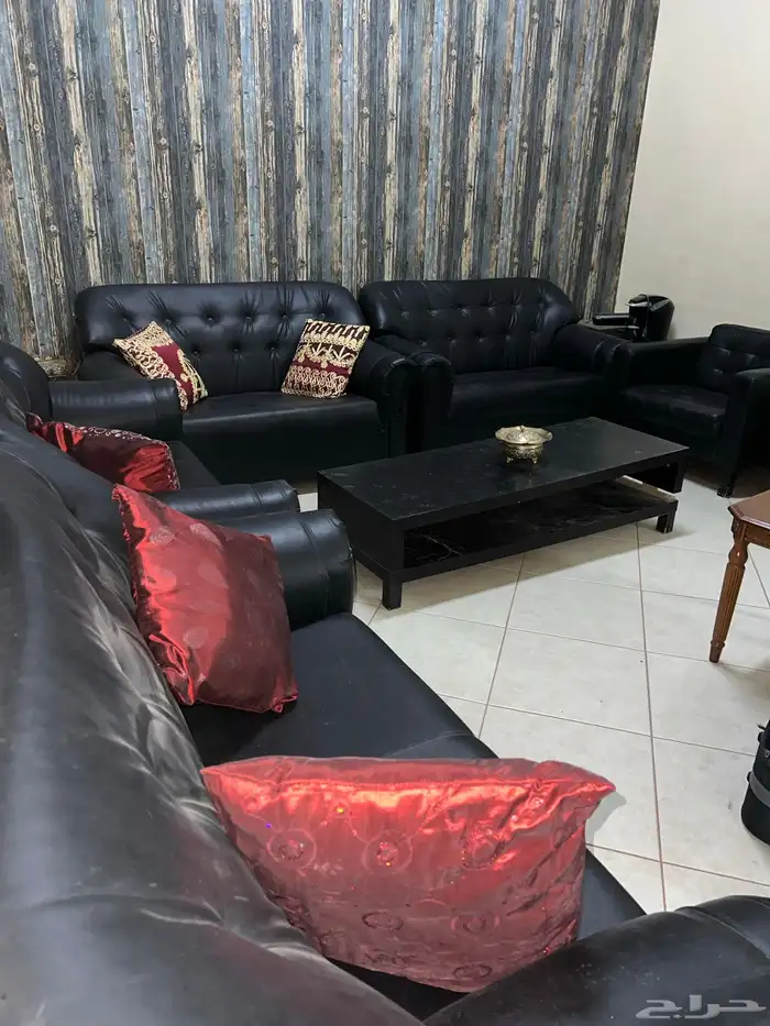 طقم كنب اسود جلد 0