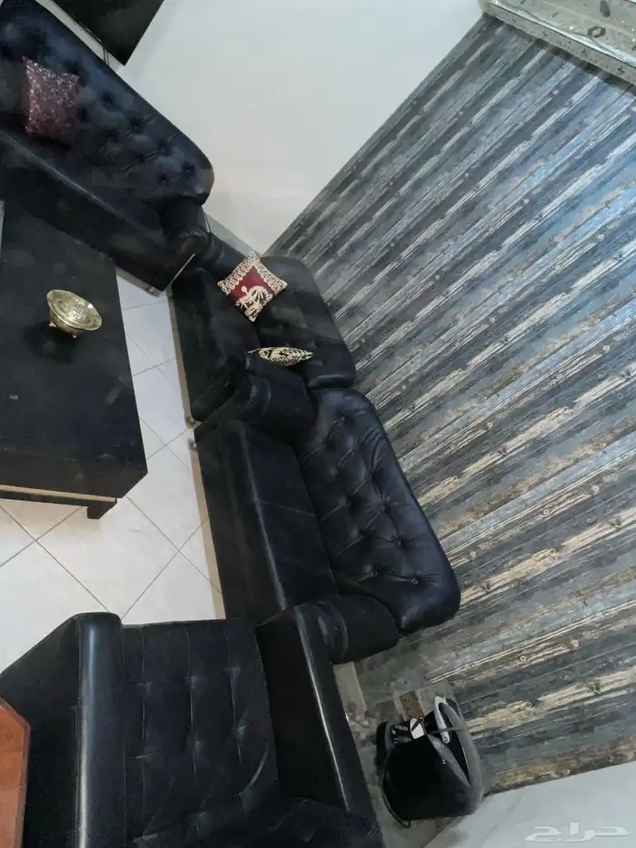 طقم كنب اسود جلد 2