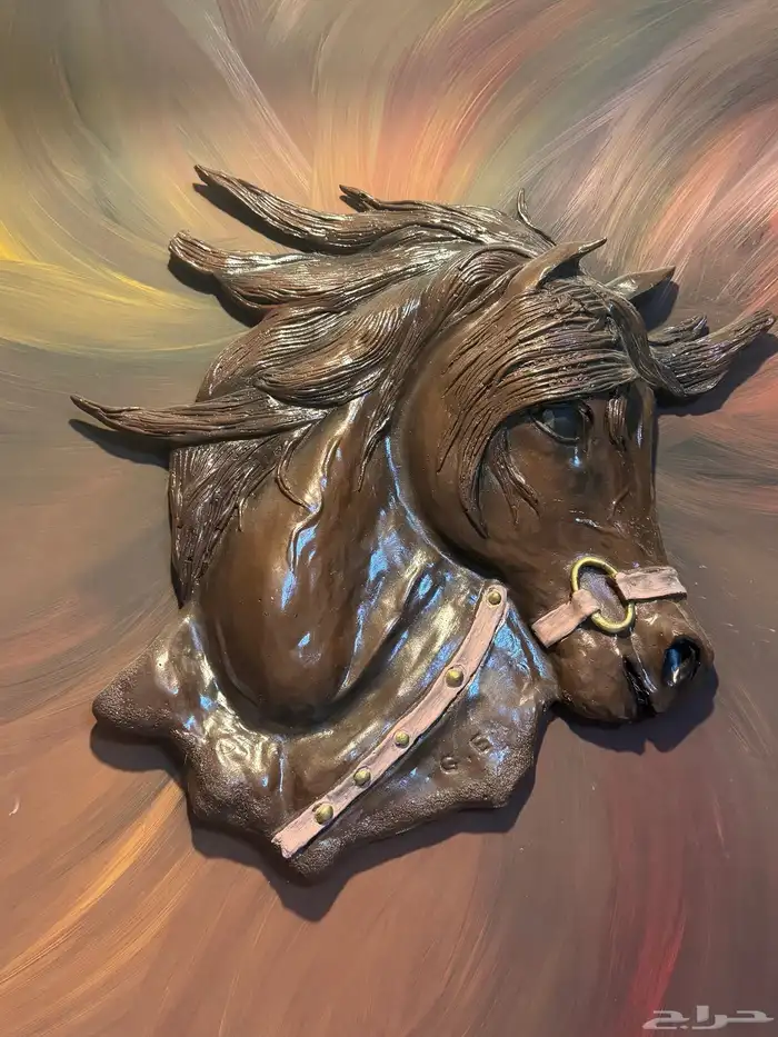 لوحة الوان مائيه وجبسيه حصان 2