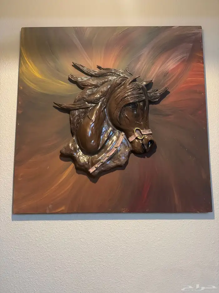 لوحة الوان مائيه وجبسيه حصان 0