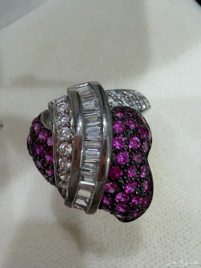 خواتم فضه نسائية فاخرة عيار 925 مرصعة بزركون وردي وابيض فاخر 10