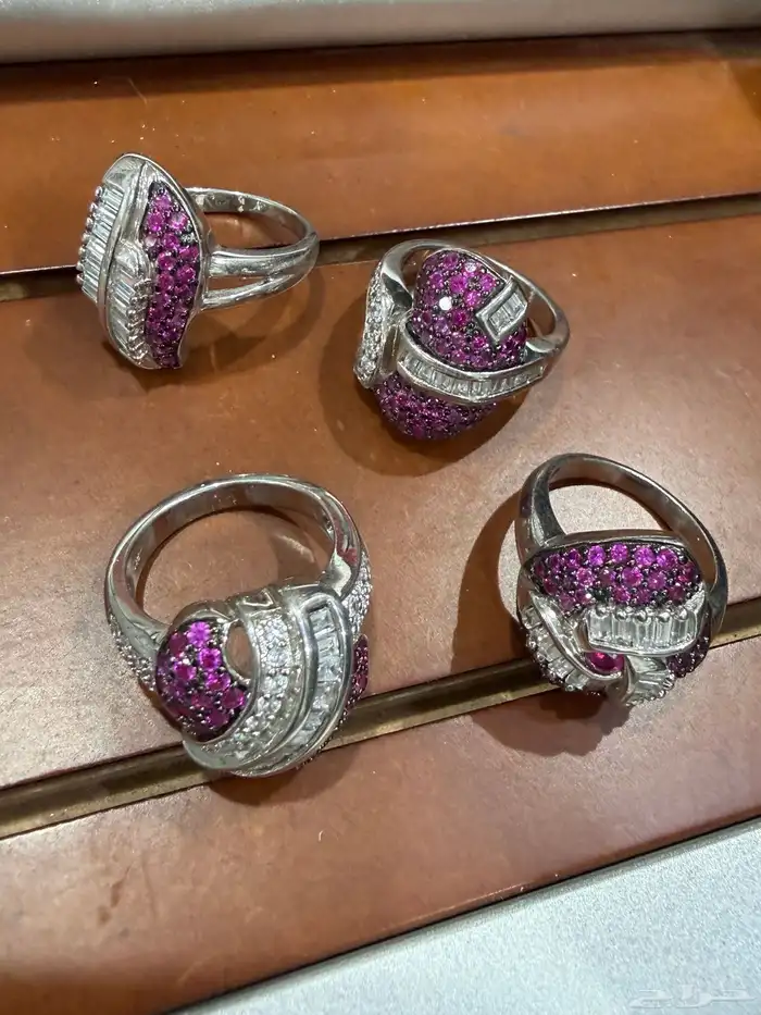 خواتم فضه نسائية فاخرة عيار 925 مرصعة بزركون وردي وابيض فاخر 15