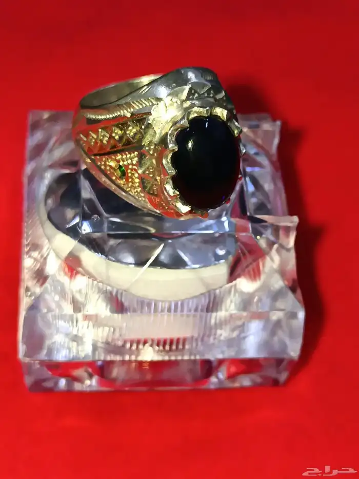 اوبال إثيوبي فل فاير لون مميز اسود داخل كحلي فضه ثقيل مرصع م 8