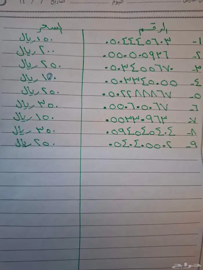 ارقام شبة مميزة للبيع 0