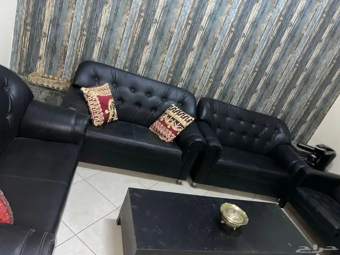 طقم كنب اسود جلد 1
