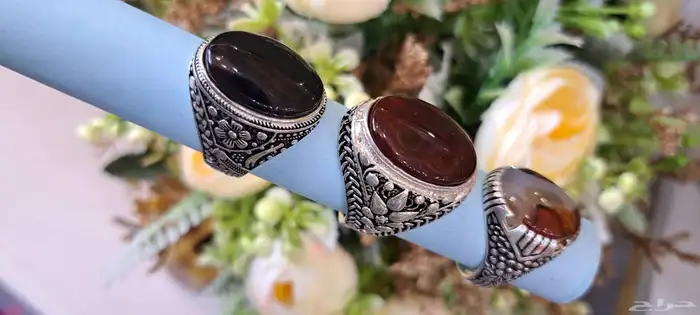 خواتم فضه عقيق يمني عيارالفضه925 4