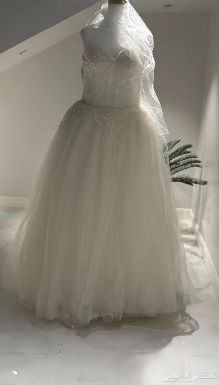 فستان زفاف مقاس لارج L مع طرحة 1