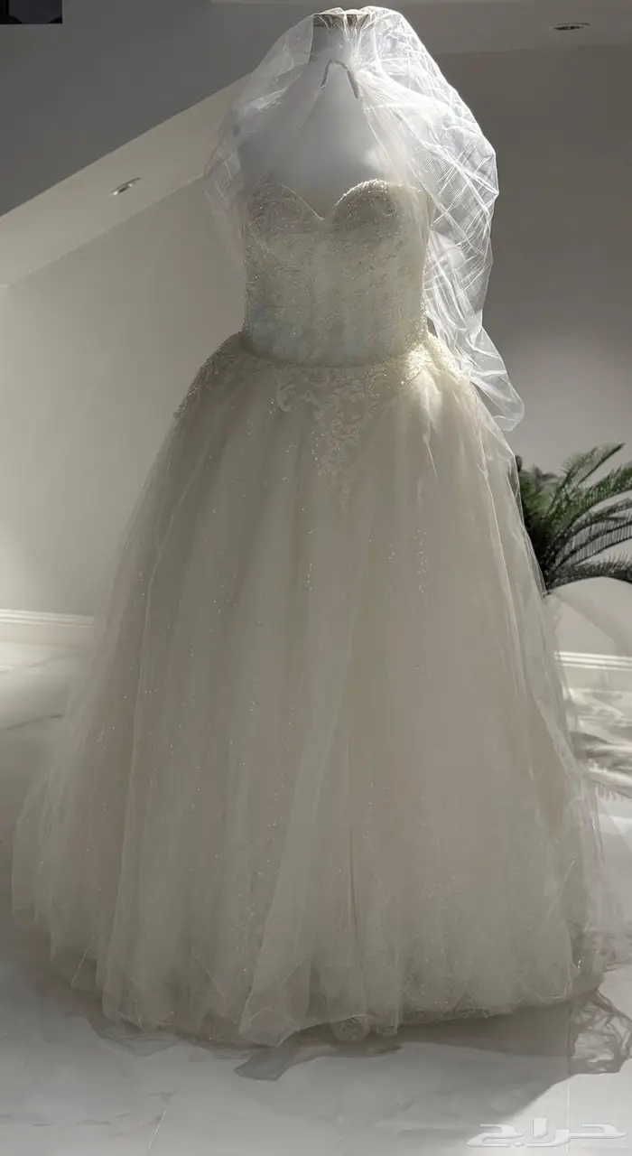 فستان زفاف مقاس لارج L مع طرحة 0