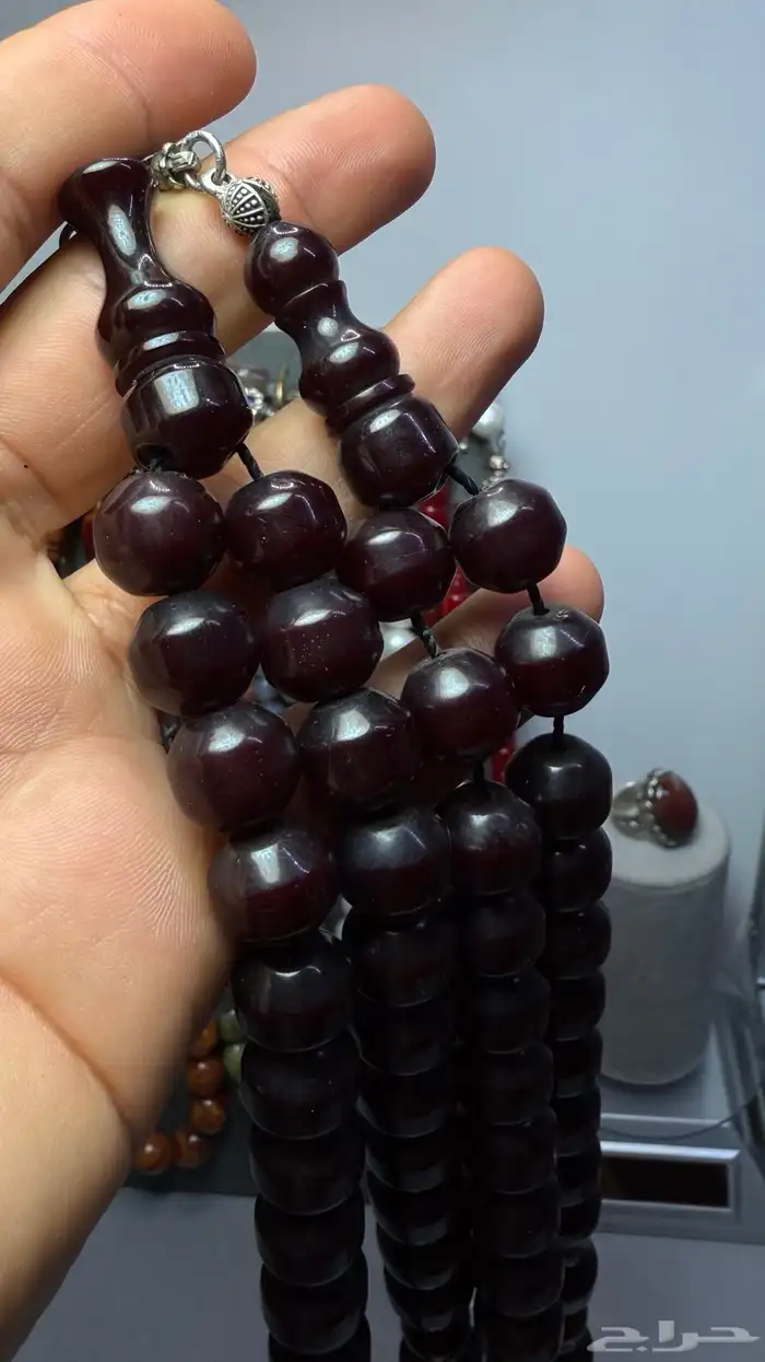 سبحتين ألماني صب قديم عنابي مائل للكرزي 1