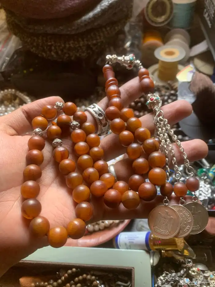 سبح وحيد قرن خرتيت فضة قديم انتيك 0