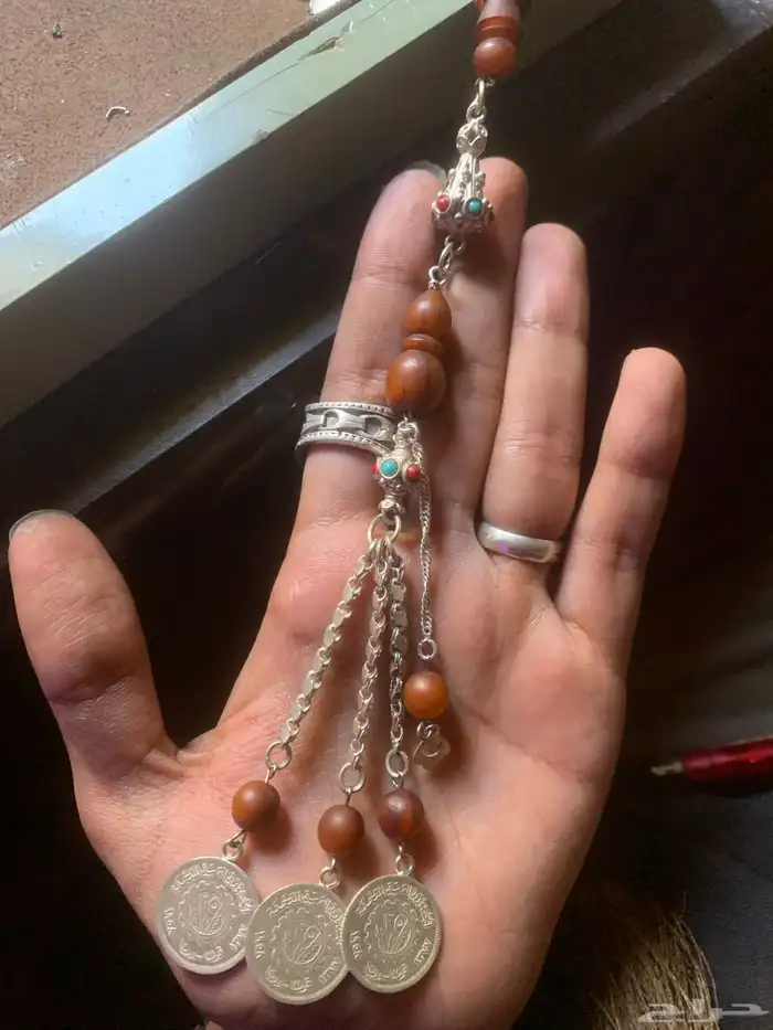 سبح وحيد قرن خرتيت فضة قديم انتيك 1