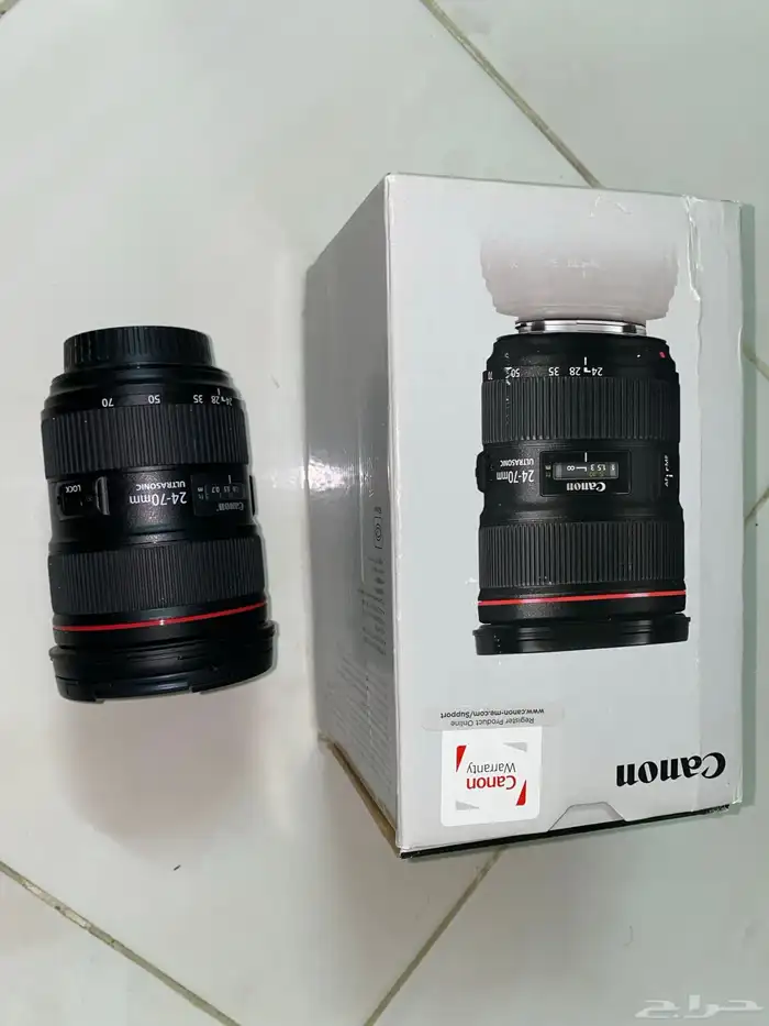 عدسة كانون Canon 24-70 نظيفه بكرتونها 3