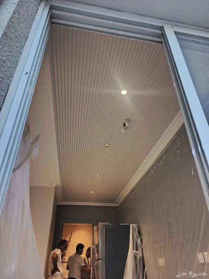 بديل الجبس بورد خشب اسقف لأماكن الصيانه ديكورات اسقف 1