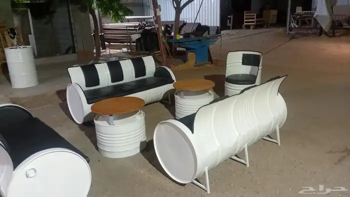 تم تنفيد أخر أعمالنا تفصيل كراسي  و طاولات و مغسله  من برميل 0