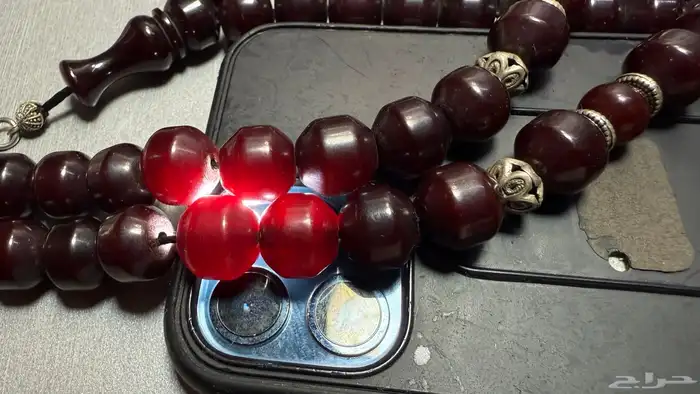 سبحتين ألماني صب قديم عنابي مائل للكرزي 10