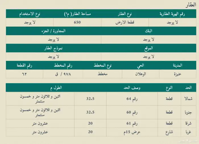 للبيع عرض سكنيه في حي الوهلان (( مخطط الجوز )) 2