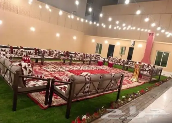 تأجير جلسات شعبيه تراثية كنب معارض كنب بيج قماش كراسي ملكي 14