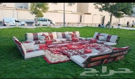 تأجير جلسات شعبيه تراثية كنب معارض كنب بيج قماش كراسي ملكي 7