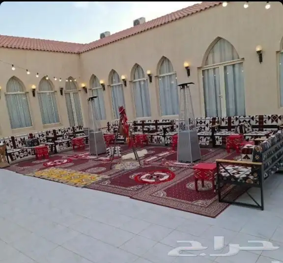 تأجير جلسات شعبيه تراثية كنب معارض كنب بيج قماش كراسي ملكي 10