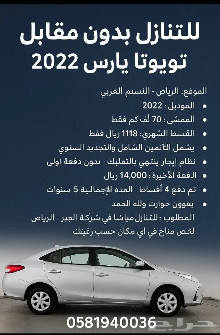 تويوتا يارس موديل سنه 2022 1