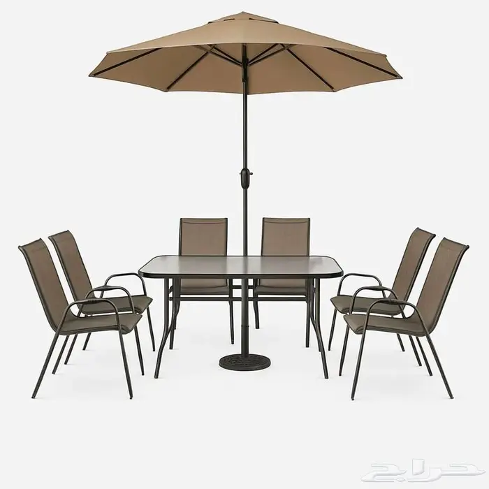 طقم جلسة خارجيه بمظله 0