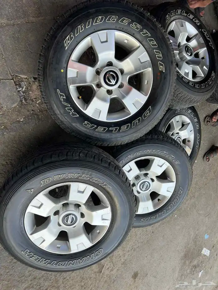 جنوط فتك مقاس 17 مع كفرات برجستون مقاس 275.65.17 وكاله 15