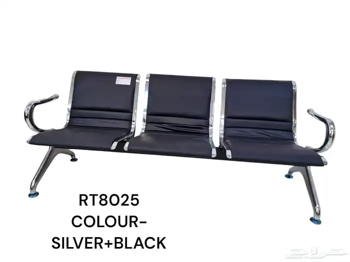 كرسي انتظار جلد كروم 3 مقعد 2