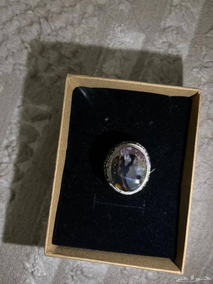 خاتم حجر عقيق طبيعي مصور 2