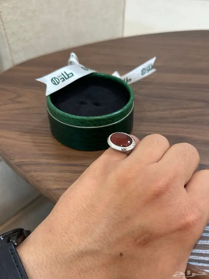 خاتم ملكي فاخر عقيق يماني من مجوهرات طاد 5